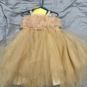 JJs House Gold Tulle Kids Formal Dress